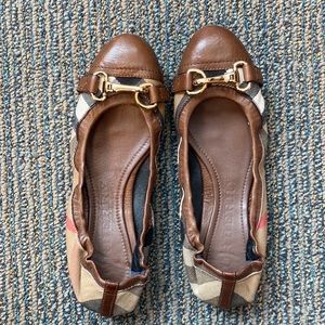 Burberry plaid print leather ballet flats